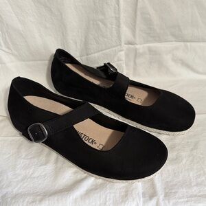 Birkenstock Black Suede Mary Jane Shoes